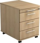 HAMMERBACHER Container Rollcontainer 58cm 3 Sch&uuml;be Schloss Relinggriff Eiche