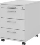HAMMERBACHER Container Rollcontainer 58cm 3 Sch&uuml;be Schloss B&uuml;gelgriff Grau