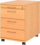 HAMMERBACHER Container Rollcontainer 58cm 3 Sch&uuml;be Schloss B&uuml;gelgriff Buche