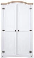 vidaXL Kleiderschrank NA Kleiderschrank Mexiko-Stil Kiefernholz 2 T&uuml;ren Wei&szlig;