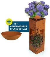 Hoberg Dekos&auml;ule LED Pflanzs&auml;ule 3D Schmetterling-Design in Rost-Optik, Integrierte
