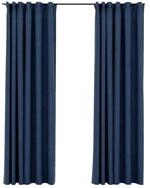 vidaXL Verdunkelungsvorhang, Verdunkelungsgardinen Haken Leinenoptik 2 Stk. Blau