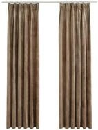 vidaXL Verdunkelungsvorhang, Verdunkelungsgardinen mit Haken 2 Stk. Samt Beige
