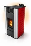 NEMAXX Pelletofen P18 Rot 18 kW wasserf&uuml;hrend bis 300m&sup3; Zentralheizung A+ 40 kg