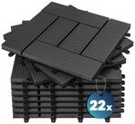 Casaria Holzfliesen 22x Mosaik Anthrazit, Terrassenfliesen 1-6m&sup2; WPC Fliesen Balkon