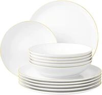 Seltmann Weiden Tafelservice Teller Set, Geschirr-Set Liberty Goldrand (12-tlg), 6