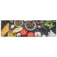vidaXL Teppich, K&uuml;chenteppich Waschbar Wein & Essen 45x150 cm Samt