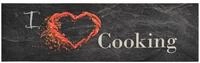 vidaXL Teppich, K&uuml;chenteppich Waschbar Cooking Schwarz 45x150 cm Samt