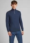 Troyer JACK & JONES "JJEEMIL KNIT HALF ZIP NOOS", Herren, Gr. S, blau (navy), Strick,