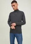 Troyer JACK & JONES "JJEEMIL KNIT HALF ZIP NOOS", Herren, Gr. L, grau (dunkelgrau