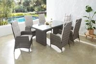 KONIFERA Garten-Essgruppe Casablanca, (Set, 7-tlg., 6x Sessel, 1x Tisch 180x90x74 cm,