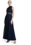 Vera Mont Abendkleid Damen r&uuml;ckenfrei Aufgesteppte B&auml;nder blau S (34)