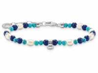 THOMAS SABO Armband blaue Steine und Perlen, A2064-775-7-L19V, mit
