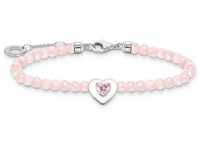 THOMAS SABO Armband Herz mit pinken Perlen, A2092-035-9-L19V, mit Rosenquarz,