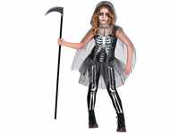 Amscan Hexen-Kostüm Halloween Kostüm 'Skeleton Reaper' für Mädchen, H