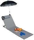 relaxdays Gartenliege Strandmatte mit Sonnenschirm, grau