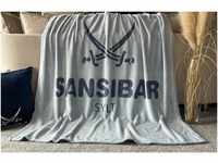 Sansibar Hochtief-Design Wohndecke silber/blau 150x200 cm