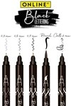 Online Pen Fineliner Black Lettering, 5x Handlettering Stifte Set, schwarz,