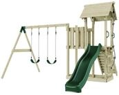 OutdoorToys Spielturm Uppsala, aus Holz in Dunkelgr&uuml;n mit Kinderschaukel & Rutsche