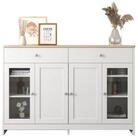 Flieks Sideboard (1 St), Beistellschrank mit Glast&uuml;ren Schubladen 120*37*80cm