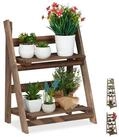 relaxdays Blumenst&auml;nder Blumentreppe Holz dunkelbraun, M