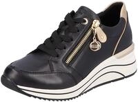 Keilsneaker REMONTE, Damen, Gr. 36, schwarz (schwarz, gold sohle wei&szlig;), Leder,