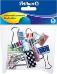 Pelikan B&uuml;roklammer Foldbackklammern 19mm farbig sortiert VE=12 St&uuml;ck