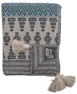 Bloomingville Tagesdecke Milas Throw, Blue, Recycled Cotton, Decke, 160x130cm,