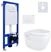 Belvit WC-Komplettset mit Wand-WC in schwarz & wei&szlig;, Vorwandelement & Soft-Close