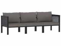 vidaXL Gartenlounge-Set 3-Sitzer-Sofa mit Auflage Anthrazit Poly Rattan, (1-tlg)