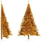 vidaXL K&uuml;nstlicher Weihnachtsbaum K&uuml;nstlicher Halb-Weihnachtsbaum mit St&auml;nder Gold