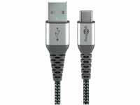 Goobay USB-C auf USB-A Kabel mit Textilmantel und Metallsteckern USB-Kabel, USB...