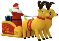 vidaXL Weihnachtsmann Aufblasbarer Weihnachtsmann mit Rentieren LED 130 cm (1...