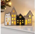 Spetebo Dekoobjekt LED Weihnachts Stadt Aufsteller aus Holz - 23x16cm, Deko
