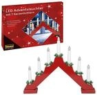 Idena Adventsleuchter Idena 31604 - LED Adventsleuchter aus rot lackiertem Holz mit 7