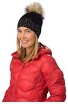 Eisb&auml;r Bommelm&uuml;tze M&uuml;tze (Pompon) Nalin Lux Crystal - Merinomix - Damen schwarz -