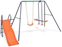vidaXL Spielturm Schaukelset mit Rutsche und 3 Sitzen Orange