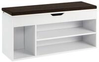 COSTWAY Schuhbank, 3 F&auml;cher, mit Klappdeckel, Sitzkissen, 104 x 30 x 48 cm