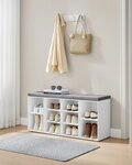 VASAGLE Schuhbank, Schuhregal, mit 10 F&auml;chern, 104 x 30 x 48 cm