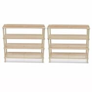 vidaXL Schuhregal Schuhregale mit 4 B&ouml;den 2 Stk. Massivholz Tanne, 2-tlg.