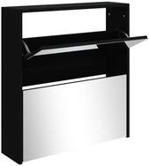 vidaXL Schuhschrank Schuhregal mit Spiegel 2 F&auml;cher Schwarz 63x17x67 cm