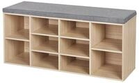 VASAGLE Schuhbank, Schuhregal, mit 10 F&auml;chern, 104 x 30 x 48 cm