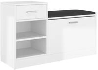 vidaXL Schuhregal Schuhbank Hochglanz-Wei&szlig; 94,5x31x57 cm Holzwerkstoff, 1-tlg.