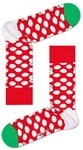 Happy Socks Socken Tagessocke Crew Big Dot Snowman (Schneemann) rot/gr&uuml;n - 1 Paar