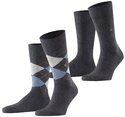Burlington Socken Everyday Argyle Mix (2 Paar) atmungsaktiv, Einheitsgr&ouml;&szlig;e 40-46,