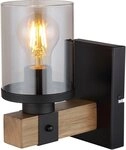 GLOBO LIGHTING Wandleuchte LILA, ohne Leuchtmittel, Wandleuchte Schwarz/Holz,