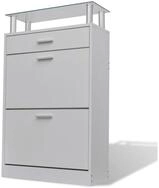 vidaXL Schuhschrank NA Schuhschrank mit Schubfach und oberem Glasregal Holz...