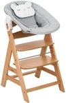 Hauck Hochstuhl Alpha Newborn Pre, Nature Grey, mit Newborn Aufsatz