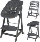 roba&reg; Hochstuhl Born Up, anthrazit, mit Neugeborenen-Aufsatz, graphite gesteppt