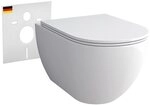 Alpenberger Tiefsp&uuml;l-WC H&auml;nge WC - Wand WC Sp&uuml;lrandlos mit Toilettendeckel D Form,